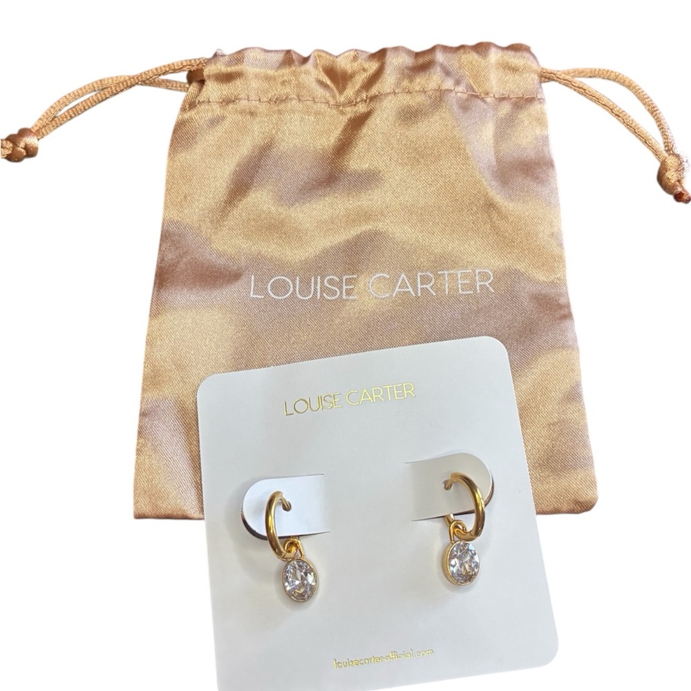 Louise Carter Gold and Silver Hoop Earrings with Clear Stones